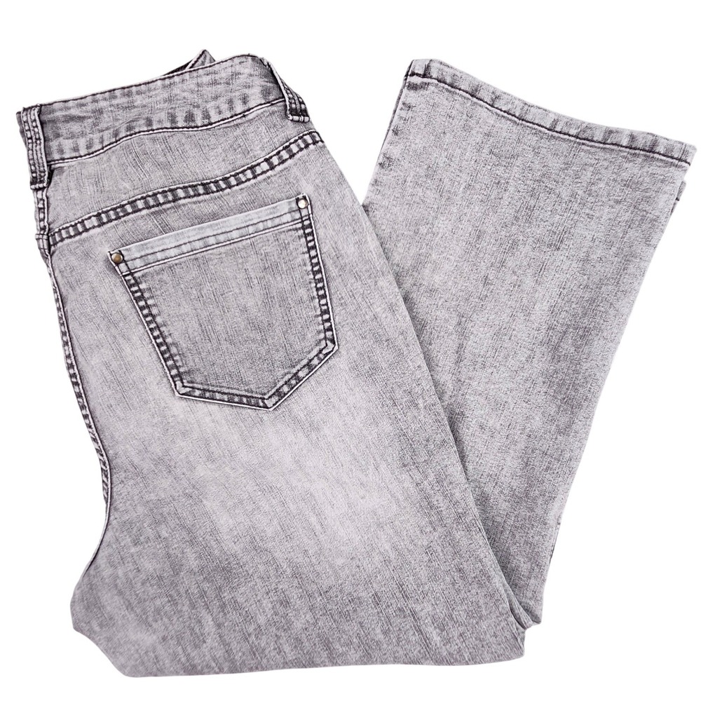 Chico's Platinum Denim Jeans Women 2 (12 US)‎ Gray Acid Wash Cropped Stretch